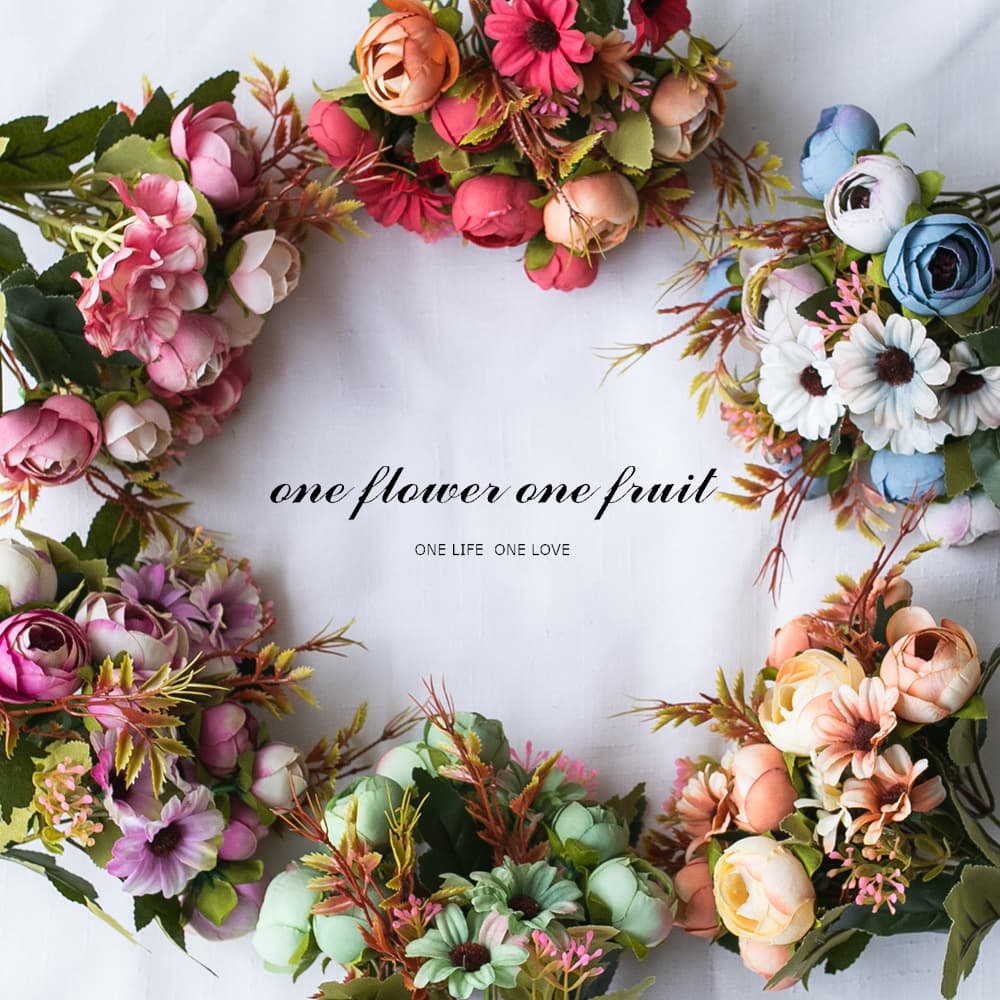 Artificial Flower Bouquet Hand Bouquet Fake Flowers Tea Bud Chrysanthemum Artificial Flowers High-End Realistic Scene Decoration