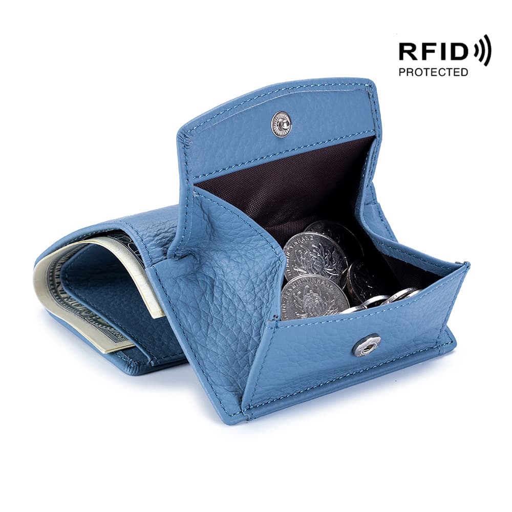 Genuine Leather Classic Japanese Style Small Wallet RFID Coin Purse Pouch Women's Mini Short Purse