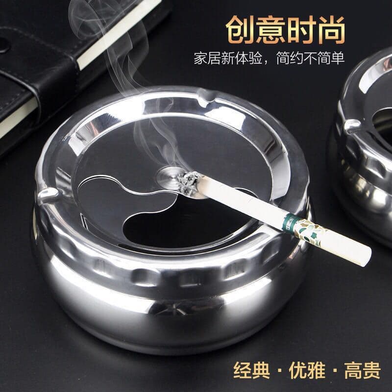 Stainless Steel Ashtray with Lid, Sealed Ashtray, Premium Thickened, Windproof, Large Size