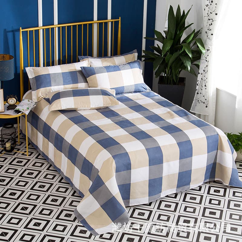Summer single dormitory brushed sheet set, including fitted sheet, flat sheet, and duvet cover, wholesale source for street vendors