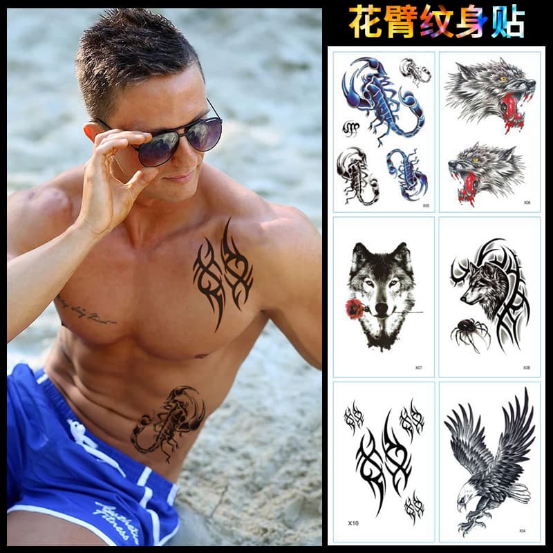 Douyin full arm tattoo stickers waterproof and long-lasting men and women simulation anti-sweat sexy arm flower arm tattoo stickers customized