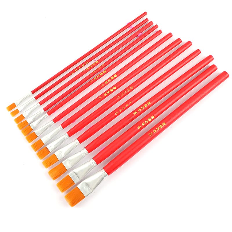 Cross-border Oil Painting Brush Set Red Handle Nylon Bristle Oil Painting Brush Watercolor Gouache Brush Children's Painting Brush Wholesale