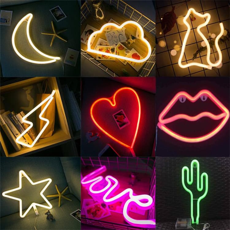 Manufacturer's New LED Neon Lights with Lightning Cloud Planet Modeling Lights, Love Rainbow Christmas Night Light