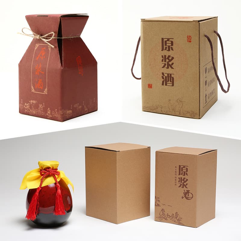 Textured Ceramic Bottle Accessories Half-Jin/One-Jin Wine Jar Packaging Retro Kraft Paper Box Rigid Paper Wine Box