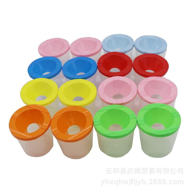 Factory wholesale children's PP plastic brush washing cup, paintbrush set, art paint mixing cup, graffiti brush washing cup
