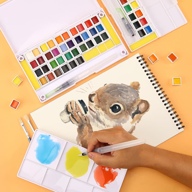 Clearance Sale Solid Watercolor Paint Set 12 Colors Portable Water-Soluble Cake Gouache Watercolor Paint