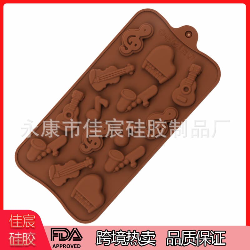 Cross-border silicone mold cute 14-hole mini musical instrument silicone gummy candy home-made biscuit chocolate mold