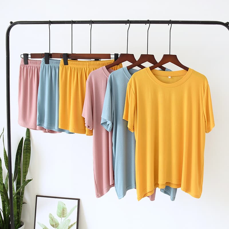 Modal Sleepwear Women's Summer Thin Short Sleeve Shorts Two-Piece Set Large Size Home Clothes Comfortable Breathable Casual