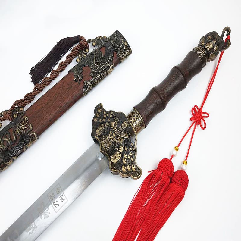 Wholesale Ancient Style Long Sword Metal Cold Weapon Decorative Die-Cast Gift Display Sword Unsharpened Carbon Steel Wealth God Xuanwu Sword