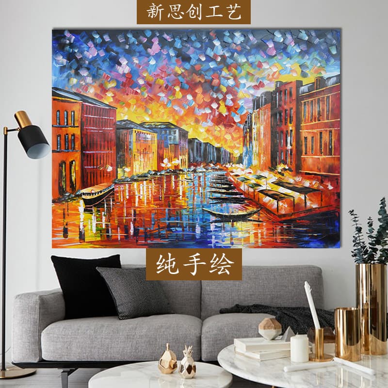 Dafen Hand-painted Oil Painting Wholesale Hotel Living Room Decorative Hanging Painting Pure Handmade Abstract Floral Art Knife Painting