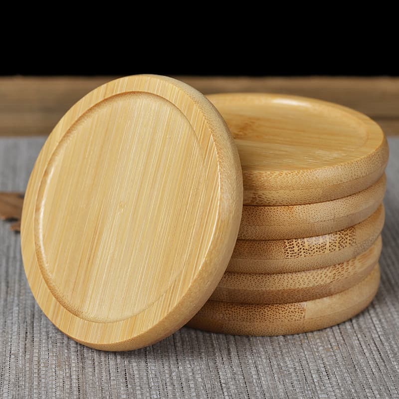 Wholesale from Manufacturer: Bamboo Coasters, Tea Set Accessories, Heat-Resistant Round or Square Pads with Logo Engraving