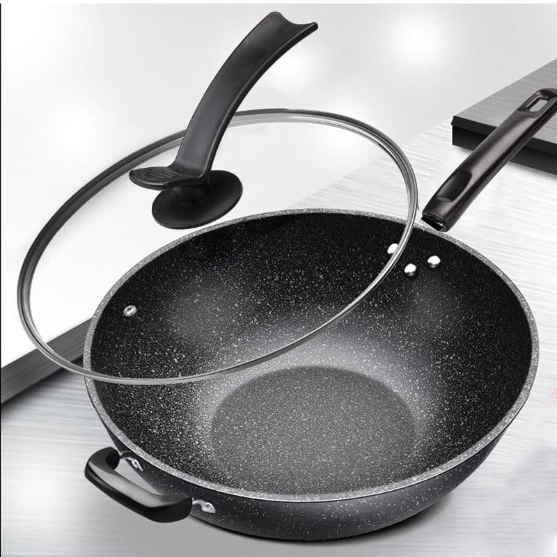Maifan stone frying pan, smokeless, non-stick, universal for boilers and stoves, thickened flat-bottomed pan, wholesale from manufacturer.