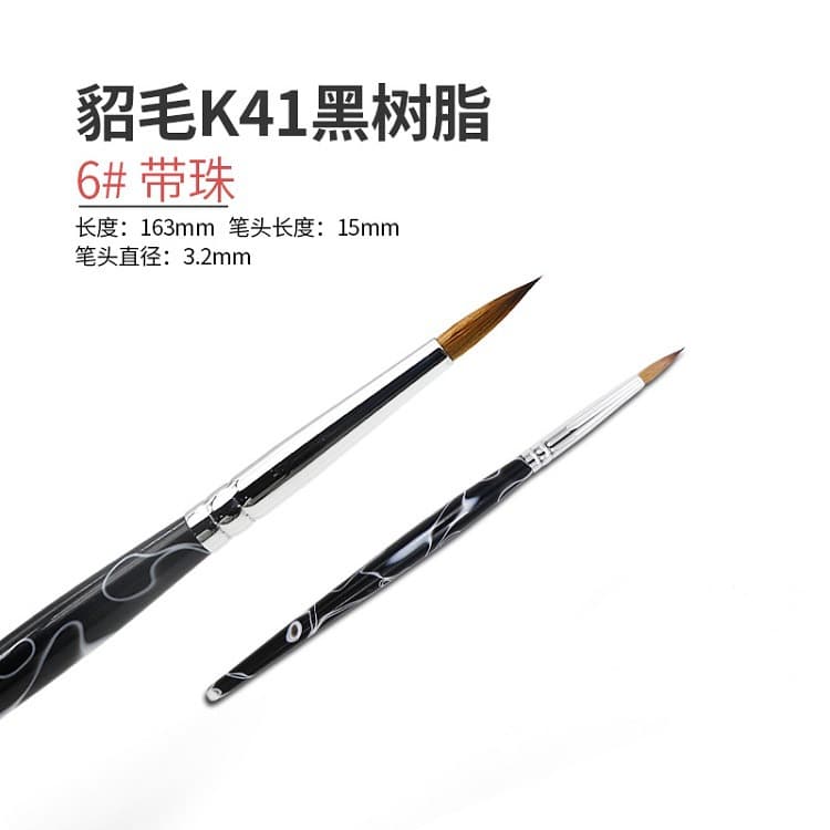 Dental Technician Glazing Brush Sable Porcelain Brush Siberia Glazing Brush Sable Brush Black Resin with Bead