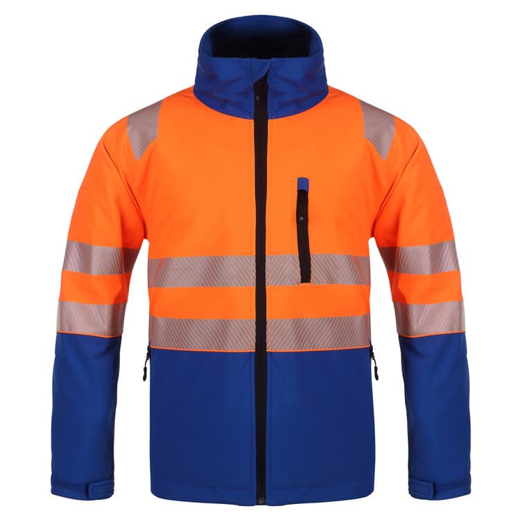 Professional Custom Export High-Visibility Reflective Safety Softshell Jacket Workwear Reflective Strip Orange Work Jacket