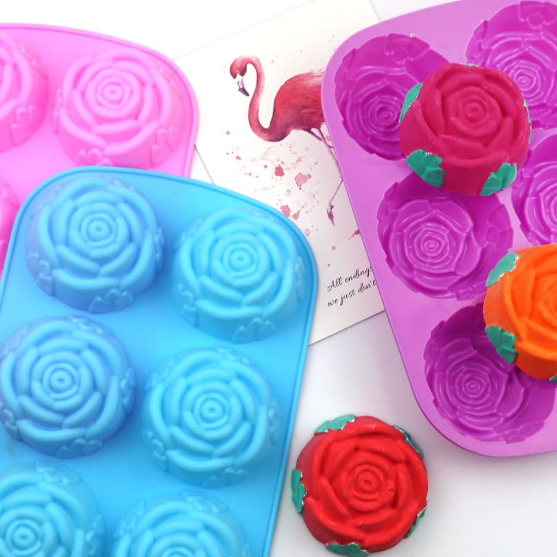 Minghao 6-Connection Rose Silicone Soap Mold High Temperature Resistant Easy Release Silicone Cake Mold Cold Process Soap Mold