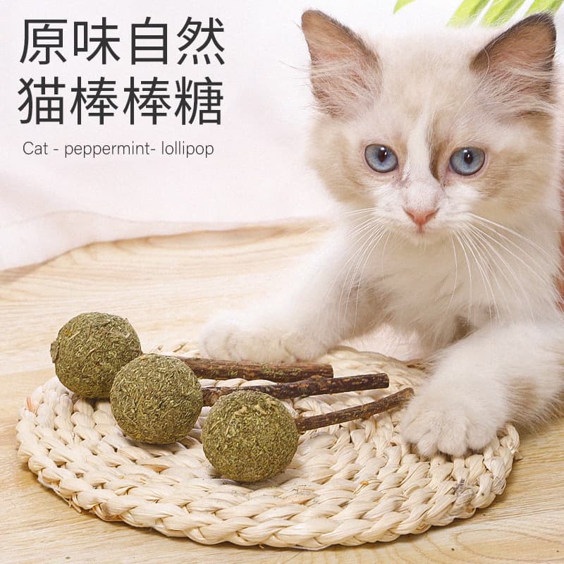 Wholesale Pet Cat Hairball Removal Cat Dental Stick 1-Pack Natural Toy Catnip Matatabi Lollipop