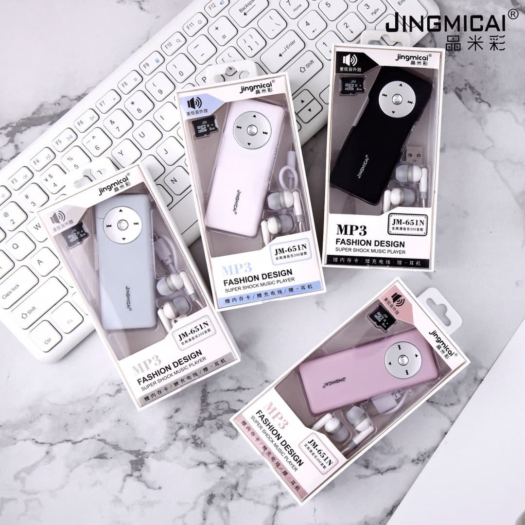 Fashionable Simple Solid Color Long Bar Student Mp3 Crystal Color Jm-651n Set Card Slot Digital Computer/mp3/mp3