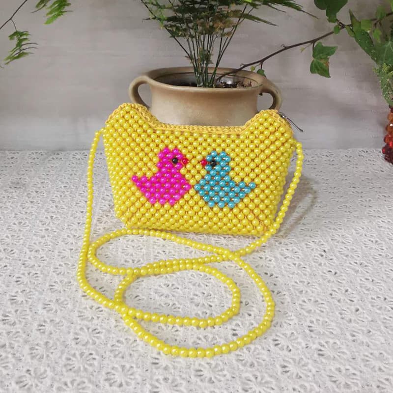Factory Wholesale Scenic Area Stall Bag Crossbody Beaded Shoulder Bag Cartoon Long Strap Ingot Bag Imitation Pearl Bag