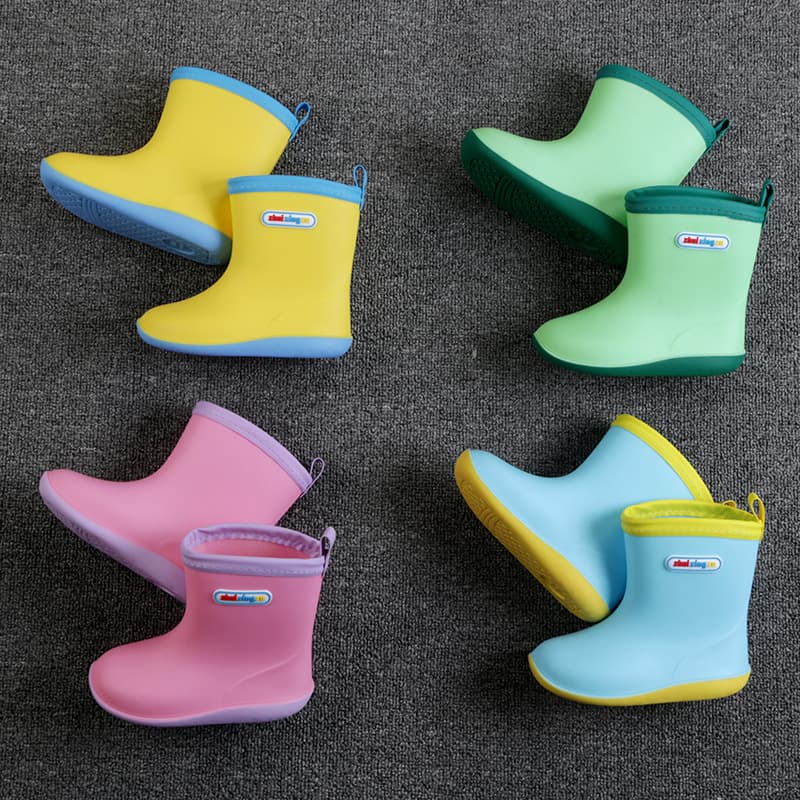Star-chasing Solid Color 3D Children's Rain Boots, Unisex Non-slip Fleece-lined Baby Rain Shoes, Kids' All-season Water Rain Boots