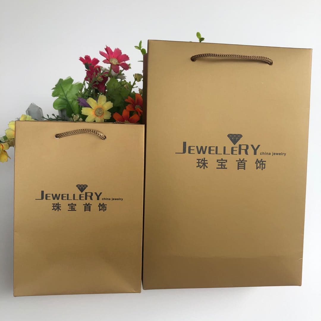Gold Jewelry Bag Jewelry Handbag Jewelry Necklace Ring Gift Paper Bag in Stock Wholesale