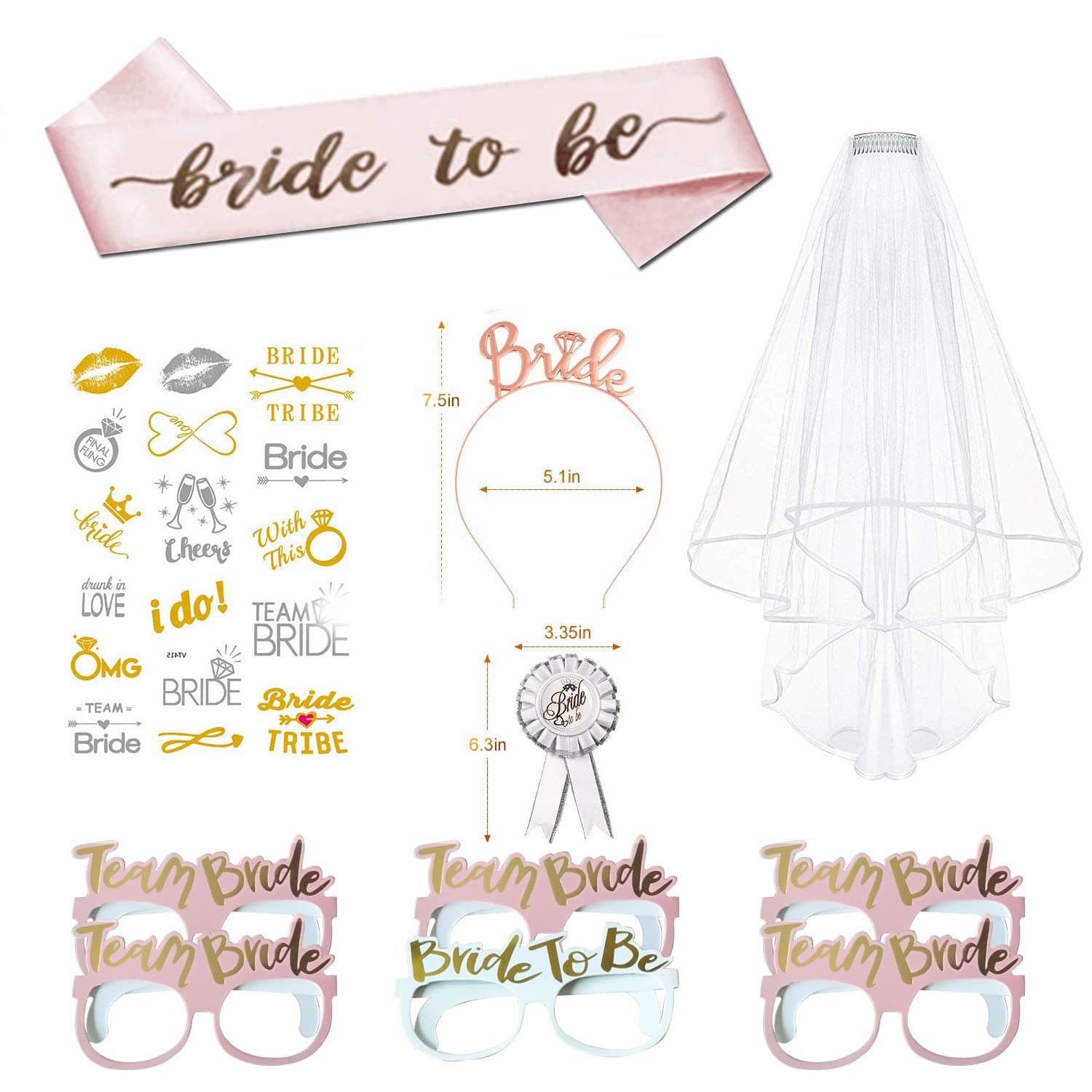 European and American Bachelor/Bachelorette Party Supplies Bride Veil Set Decoration Party Kit