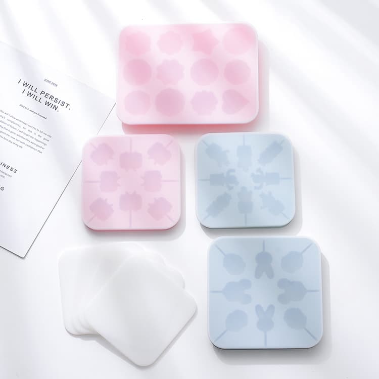 In Stock, Various Types of Silicone Lollipop Molds with Lids, Square-Shaped with Lids, Cartoon Children's Candy Cheese Mold Accessories