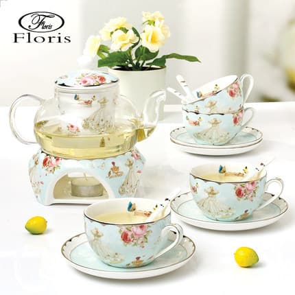 Glass Fruit Tea Set, Flower Tea Pot Heat-Resistant with Filter and Lid, Festival Gift