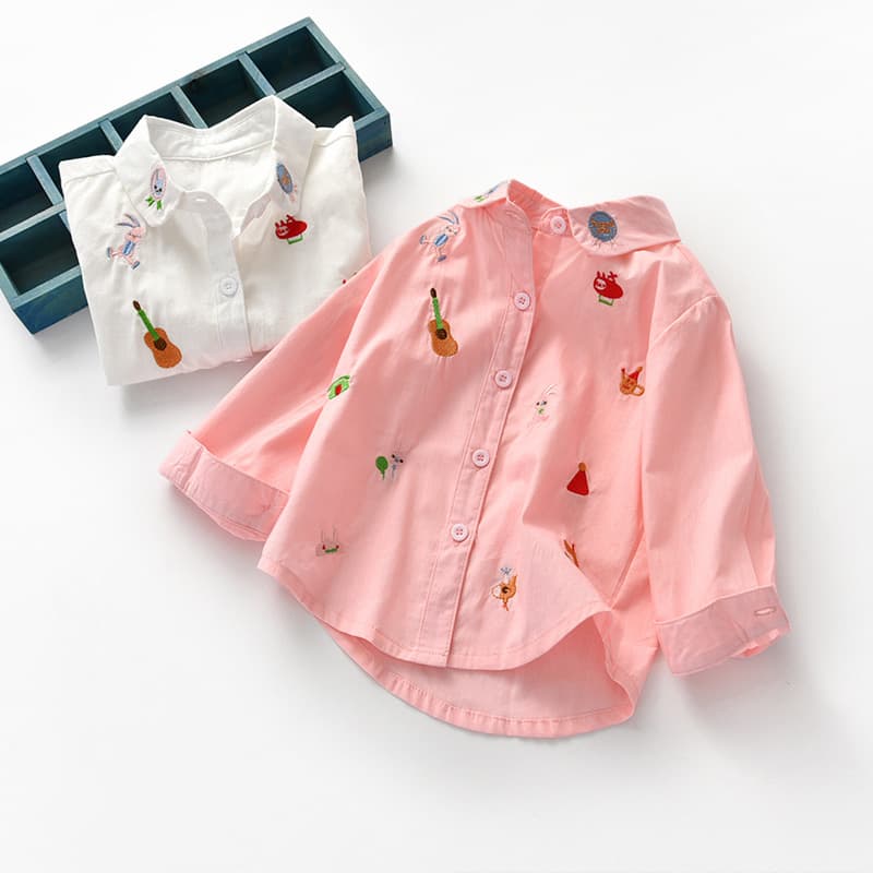 Girls' shirts 2026 spring and autumn children's clothing white shirts autumn long-sleeved girls' baby tops Korean version 2025 new style
