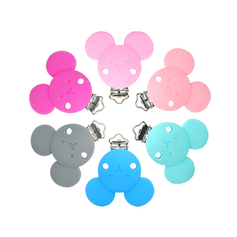Baby Silicone Teether Mickey Clip Pacifier Chain, Safe, Bite-Resistant, Gum-Protecting