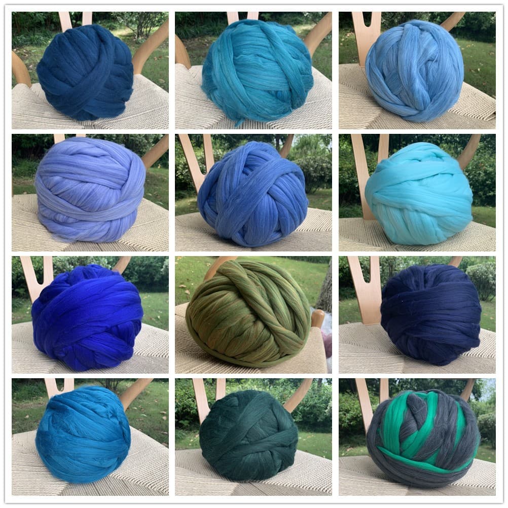 Ultra-Thick Hand-Knitted Wool Blanket Yarn Multi-Color 8cm Wool Strip Yarn DIY Pure Blanket