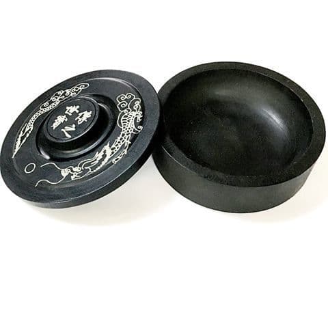 Ribbed inkstone with cover inkstone, ink sea ink plate, student beginner's four treasures of study, calligraphy ink inkstone