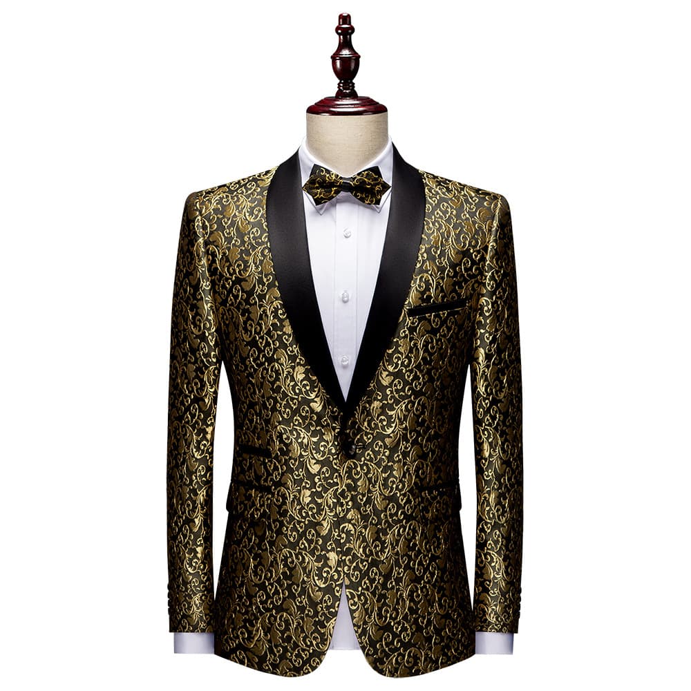 Men's Fashion Business Suit Set Floral Embroidery Stage Performance 5 Colors Formal Outerwear Jacket Regular Length