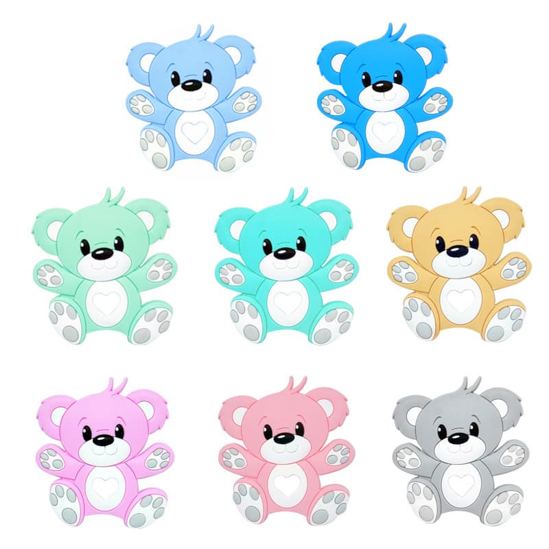 European and American Best-Selling Food-Grade Silicone Teddy Bear Teether for Baby and Infant Soothing Chewing Toy Wholesale