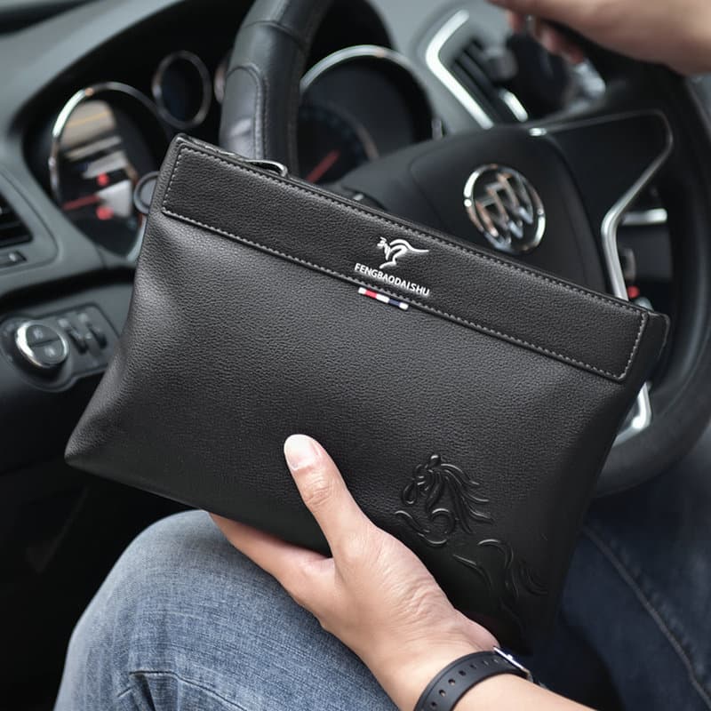 Men's Clutch Bag Simple Fashion Business Casual Envelope Bag Large Capacity Trendy Men's Zipper Handbag