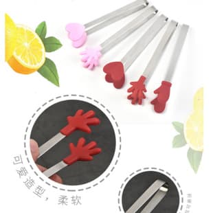 In Stock Small Palm Silicone Clip Non-Slip Ice Clip Stainless Steel Mini Food Clip Food Clip Silicone Sugar Cube Clip