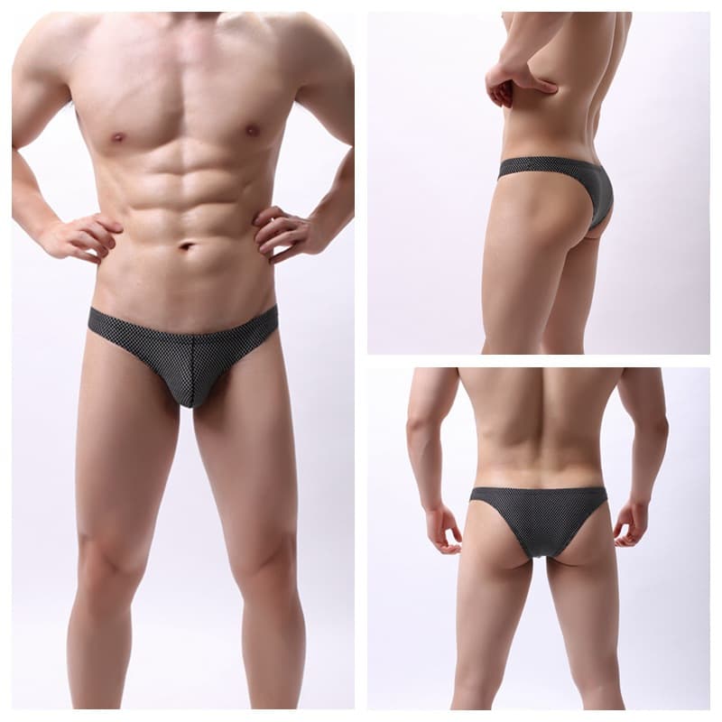 B702 Men's Underwear Bikini U-Shaped Pouch Sexy Low-Rise Semi-Covered Hip Briefs for Young Men