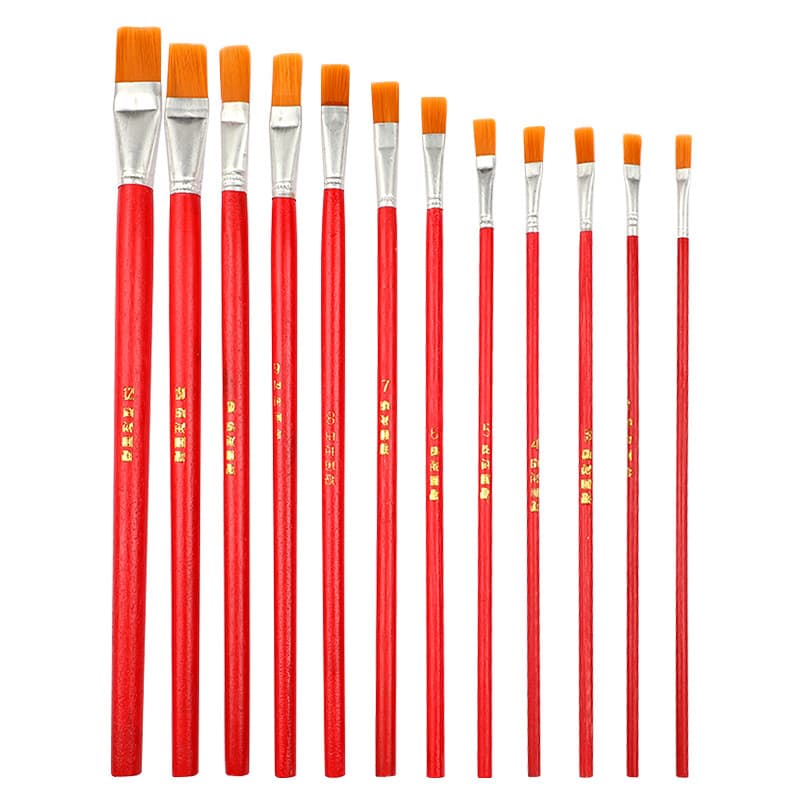 Factory wholesale oil painting brushes, red handle, nylon bristles, oil painting brushes, watercolor brushes, gouache brushes, children's painting brushes, brush wholesale