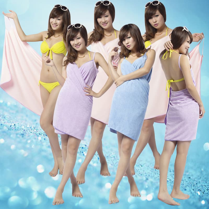 Factory Direct Microfiber Wearable Bath Towel 70*140 Absorbent Bath Towel with Strap Adult Wrap Bath Towel