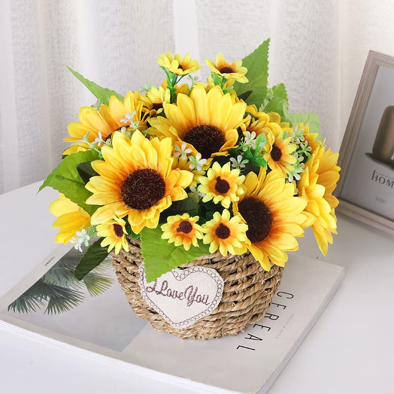 Artificial Sunflower Wedding Photo Small Bouquet Fake Flower Plastic Bouquet Living Room Decoration Home Decor