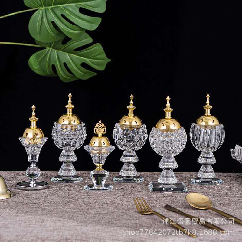 Crystal Glass Incense Burner Arabian Glass Burner Middle Eastern Craft Decorative Piece