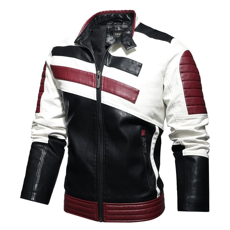 New Men's PU Leather Jacket, European Size, Motorcycle Style, Lined