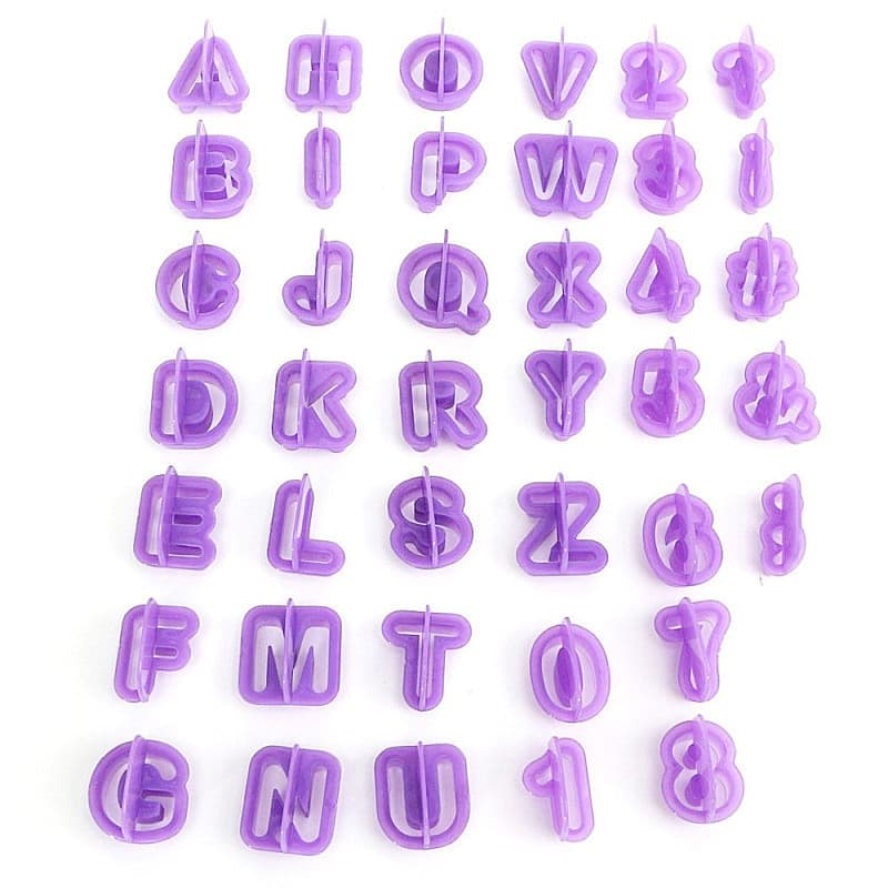 40pcs Plastic Cookie Baking Tools Letter Number Pattern Cookie Cutters Sugar Art Cake Decoration Printing Molds DIY Baking