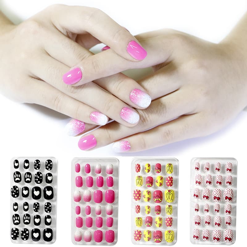 24-piece Bagged Wearable Nail Art Children's Patch Nail Art Finished Product Patches Beauty Care Makeup Patches