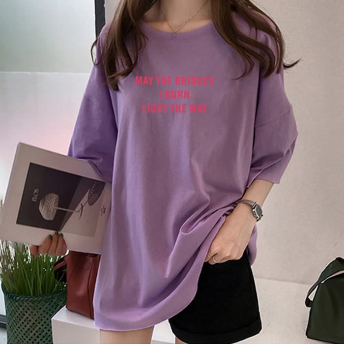 Mid-length short-sleeve T-shirt for women, new summer style, original streetwear boyfriend style printed T-shirt, student short-sleeve base top, trendy