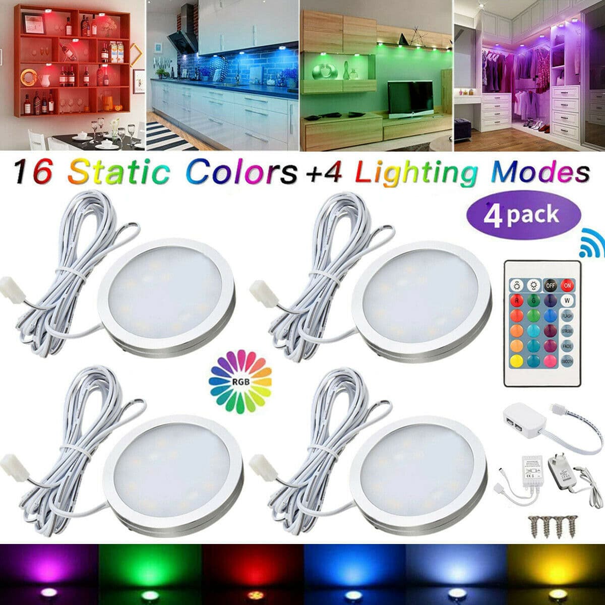 Cross-Border LED Multicolor RV Ceiling Lights, Overhead Lights, Cabinet Light Sets, Remote Control RGB Cabinet Lights for RVs