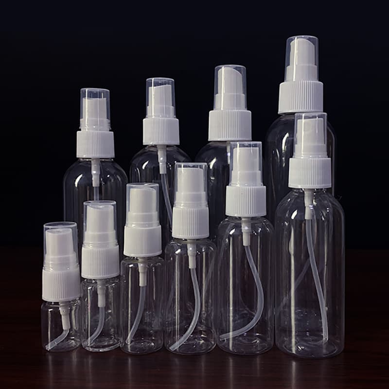In stock 30ml 50ml 100ml spray bottle transparent small mist sprayer cosmetic perfume refill bottle PET plastic spray bottle