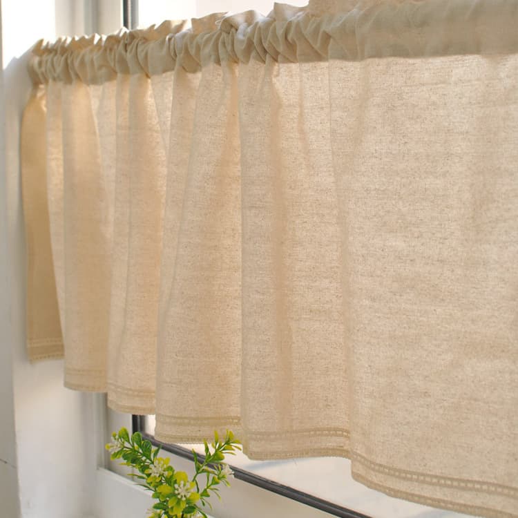 Style Cotton Linen Half Curtain Korean Style Coffee Curtain Door Wardrobe Head Bathroom Bay Window Kitchen Light Blocking