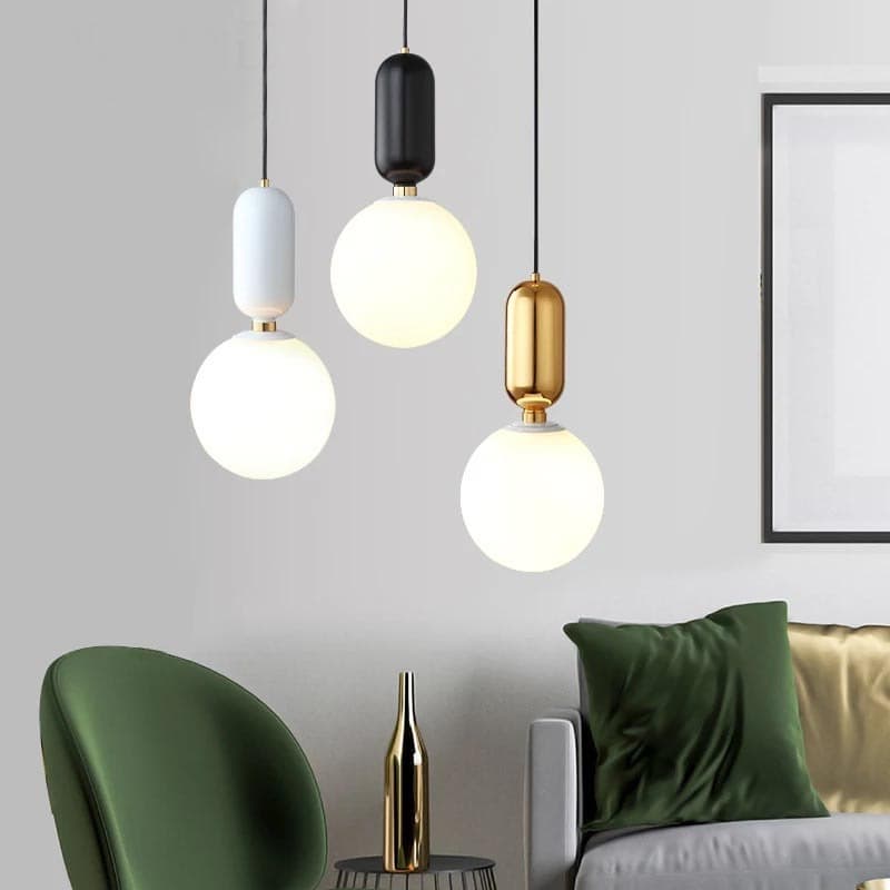 Nordic exclamation mark chandelier bedroom restaurant bar lamp post-modern minimalist creative personality glass ball chandelier
