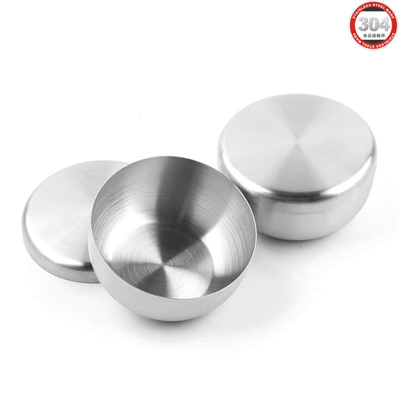 304 stainless steel covered bowl sanded single layer soup bowl with lid Korean cooking bowl kimchi bowl 8.5cm rice bowl wholesale