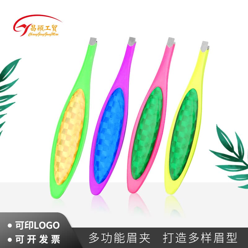 Factory Direct Stainless Steel Tweezers, Straight and Slant Tip Eyebrow Tweezers, Slanted Hair Removal Tweezers for Eyebrow Grooming and Makeup Tool